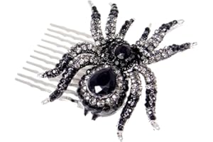 Ever Faith Silver-Tone Black Spider Hair Comb Austrian Crystal N02251-1
