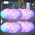 4PCS 3D Big Cloud lightning Light Kit Music Sync Warm Multicolor lightning Changing Strip Lights 360 Degree Wireless Remote APP NO DIY Coolest Decorations for Adults and Kids Indoor Home Bedroom