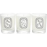 DIPTYQUE Baies Roses & Figuier Scented Candle 3 Piece Set 70 Grams Each Gift Boxed, White