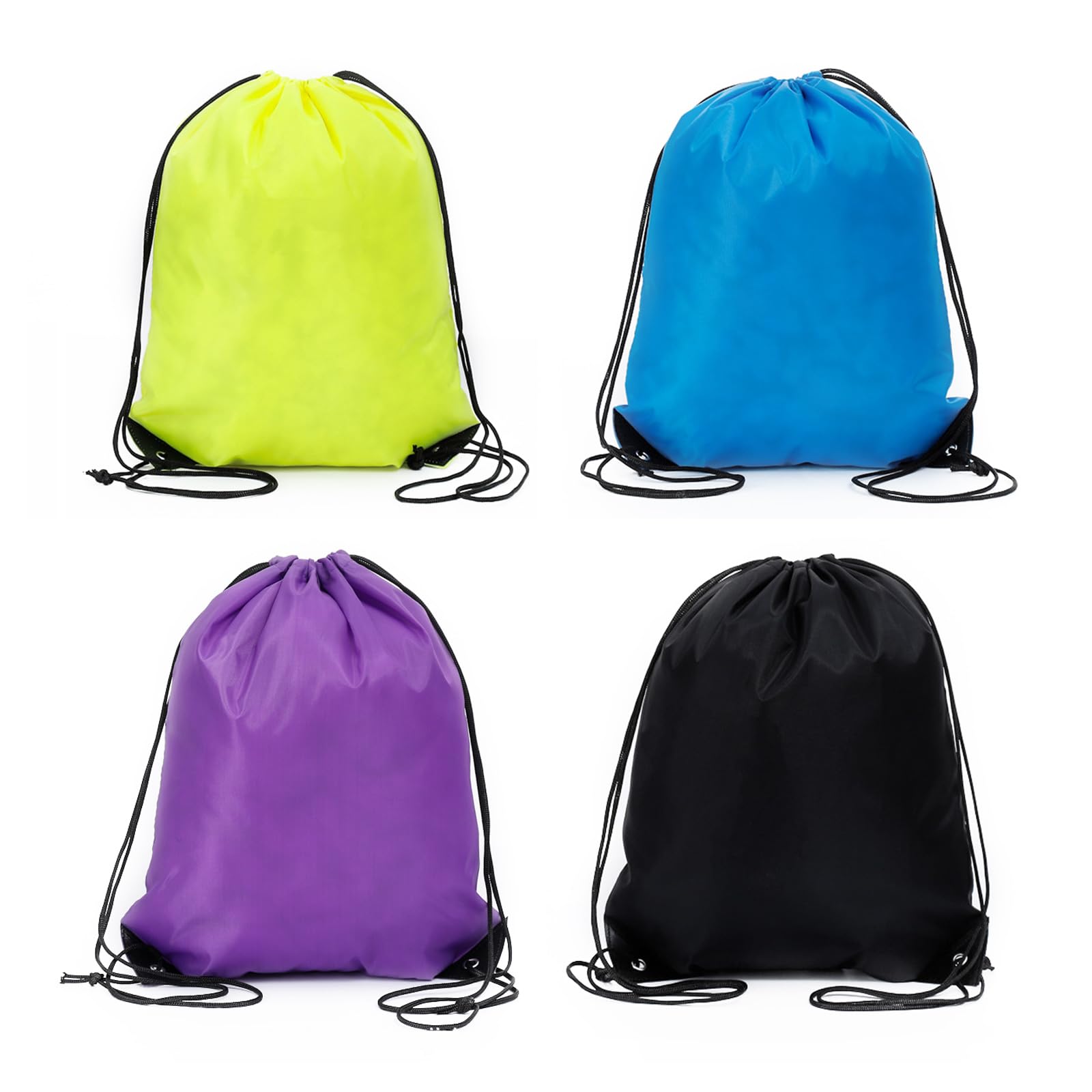 VEGCOO 4 Pcs Drawstring Bags, Drawstring PE Bags, String Swim Trainer Bag for Sports, School, Gym, Swimming, Beach (4 Colours)