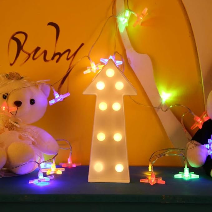 3D LED Letter Light, Questionno Sign Marquee LED Lamp Creative Romantic Plastic Night Wedding Decor Light (Arrow)