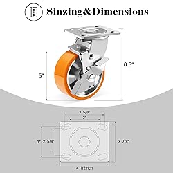 W B D WEIBIDA 5 Inch Heavy Duty Casters Set of