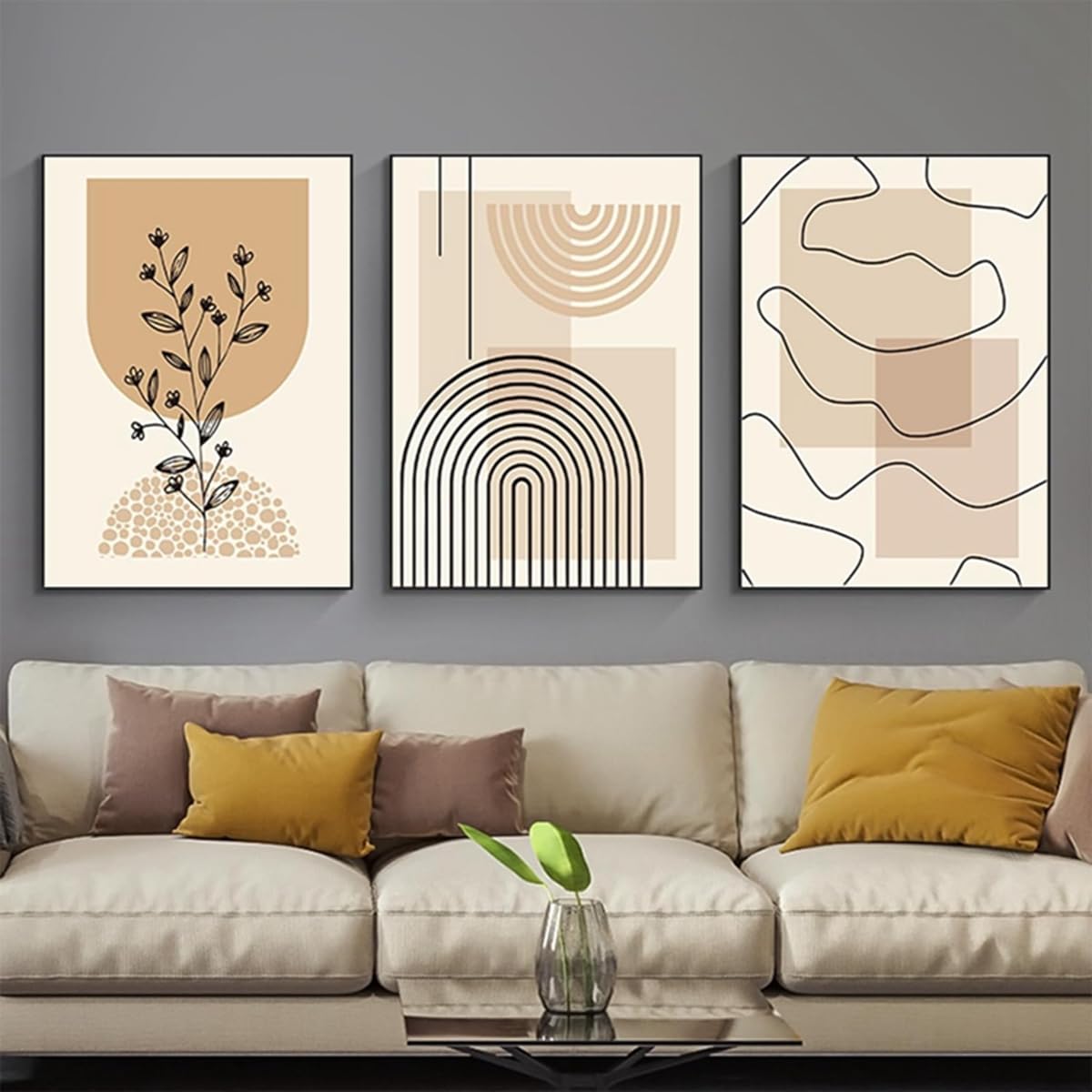 ZFTCN Set of 3 Boho Posters: Abstract Line Drawing Woman, Botanical Leaf Prints - 50 x 70 cm (3 Pieces) — image 1