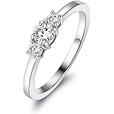 VOLUKA 925 Sterling Silver Moissanite Rings for Women Eternity Band Rings Simulated Diamond White Gold Plated S925 Promise Wedding Statement Engagement Rings