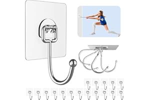 Strjobaili 20 Pack Large Adhesive Hooks for 44 lb(Max) Hanging Heavy Duty, Self Adhesive Sticky Hooks Waterproof Stainless Steel Wall Hooks for Home Bathroom Shower Kitchen Outdoor Utility Hooks
