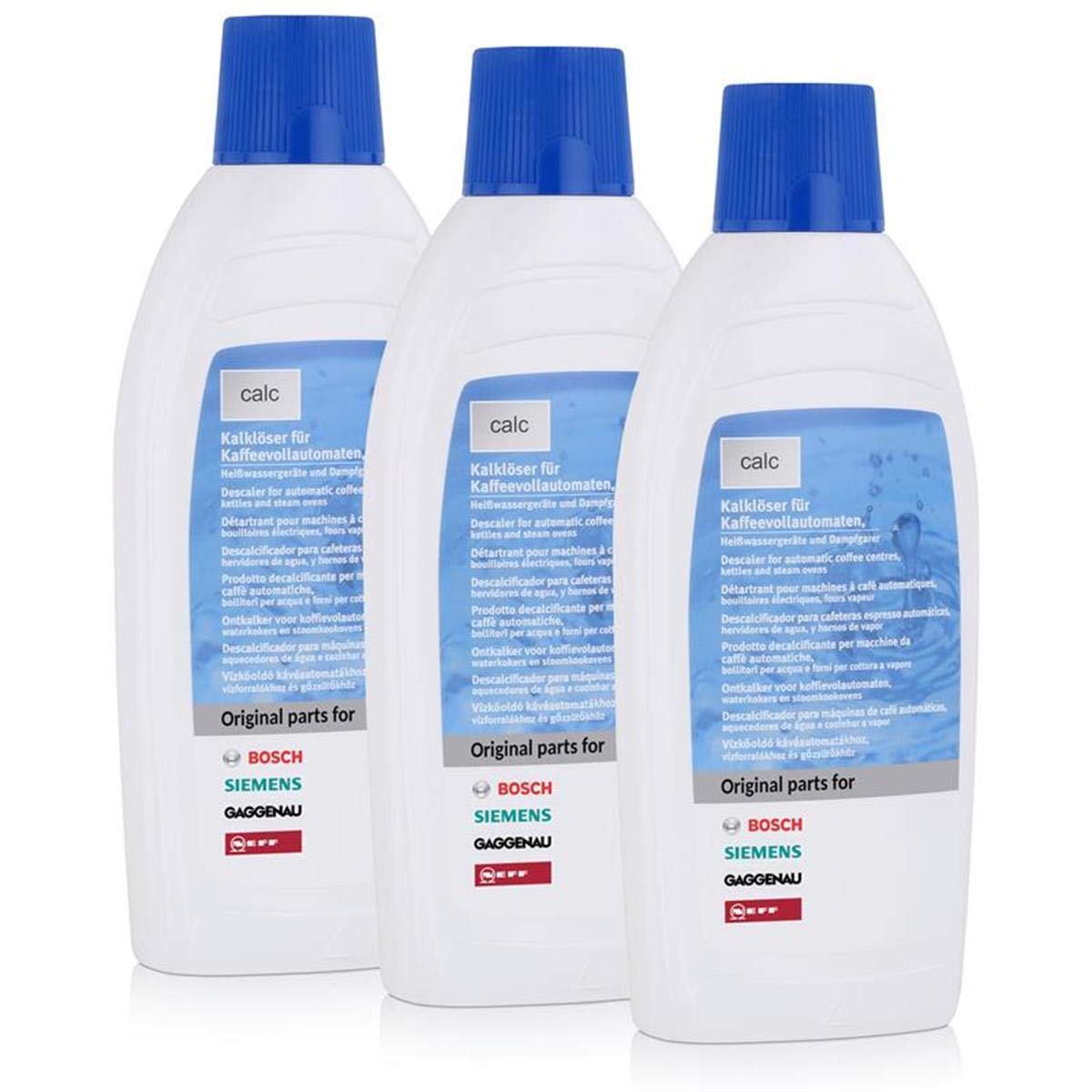 3 x Bosch Siemens descaler, limescale remover liquid, 500 ml, coffee machines