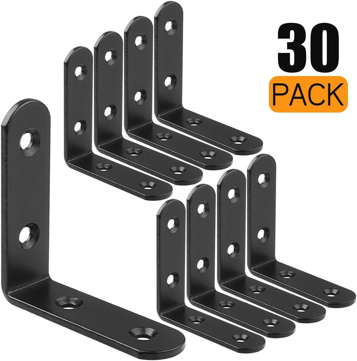 30 PCS Black L Brackets, Stainless Steel 60MM X 60MM X 20MM