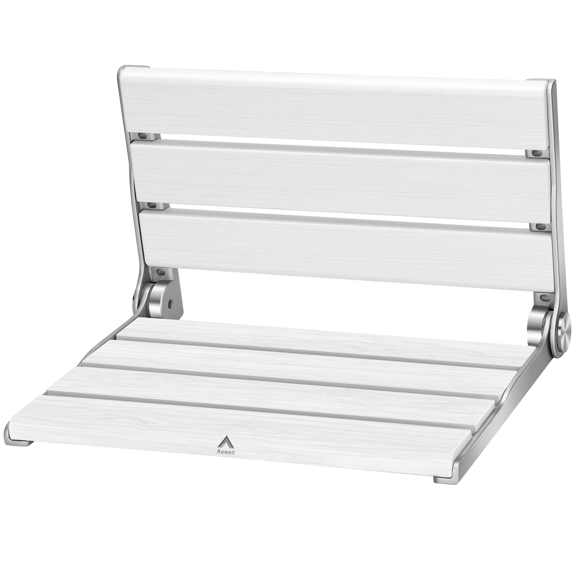Photo 1 of Wall Mounted Shower Seat – 16IN Teak Fold Down Shower Seat for Elderly, Disabled & Pregnant Women – Sturdy Shower Benches for Inside Shower with 400LB Capacity – 2025 Premium White Shower Bench