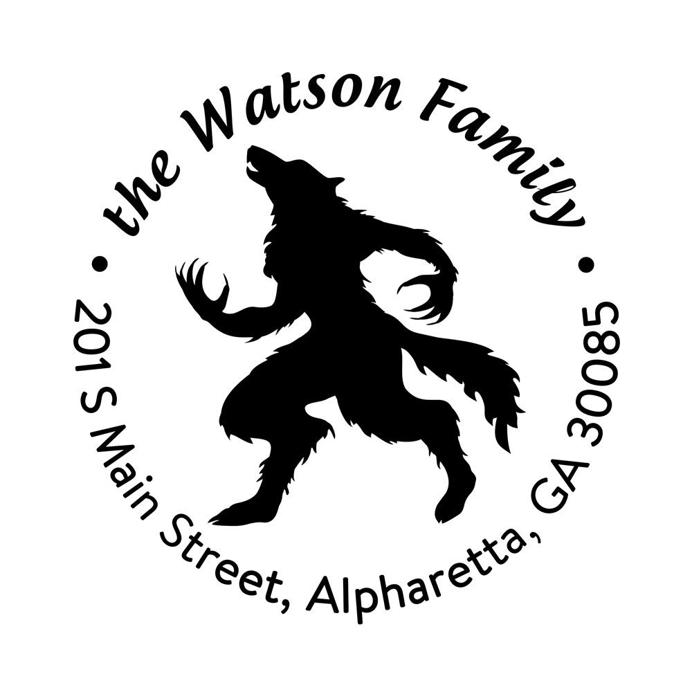 Amazon Com Custom Logo Address Stamp Personalized Werewolf Design Business Stamps Greeting Card Self Inking Rubber Stamper Customized Signature Stamp Handmade