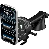 iOttie Easy One Touch Wireless 3 Dash &amp; Windshield Car Mount, 15W Qi Fast Charging Phone Holder, One-Handed Auto Clamp, Adjustable Smartphone Mount for iPhone 17 Pro Max, iPhone 12-17, Samsung, Pixel