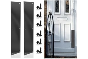 MAUKUDIR 2Pcs Push Door Plate 15 X 3.5 Inch Stainless Steel Door Plates, Door Kick Plate, Door Protection Plate with 12 Screws for Door Interior Exterior Scratch Resistant Accessories, Black