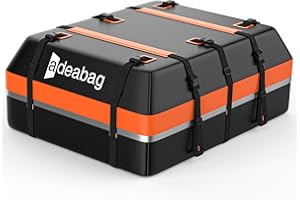 Adeabag Car Roof Cargo Carrier Bag,15 Cubic Feet Super Waterproof for Cars with/Without Car Roof Rack, Includes Anti-Slip Mat, 6 Door Hooks, 8 Reinforced Straps, Storage Bag, Orange