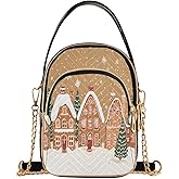 ALAZA Village Gingerbread Snowflake Merry Christmas Crossbody Bag Small Shoulder Handbags Leather Purse for Women