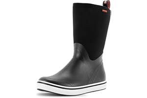 Showave Deck Boots for Men Rain Boots Mid Calf Insulated Rubber Boot for Men Waterproof Fishing Boot Outdoor Mud Booties for Sailing Gardening Working