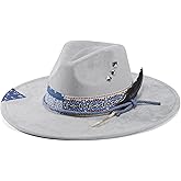 H.Busque Wide Brim Fedora Hat Mens Women Felt Panama Hats Dress Up Handmade