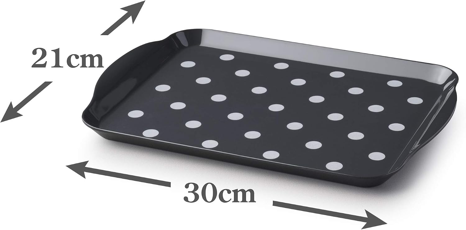 Zeal Melamine Food Serving Tray with Handles and Lipped Edges, Dotty Polka Dot Serving Lap Tray 30 x 21cm, Dary Grey - Image 4