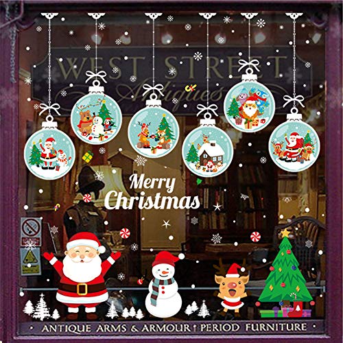 image for AMS 197 Pieces Christmas Decoration Baubles Snowflakes PVC Window Clin