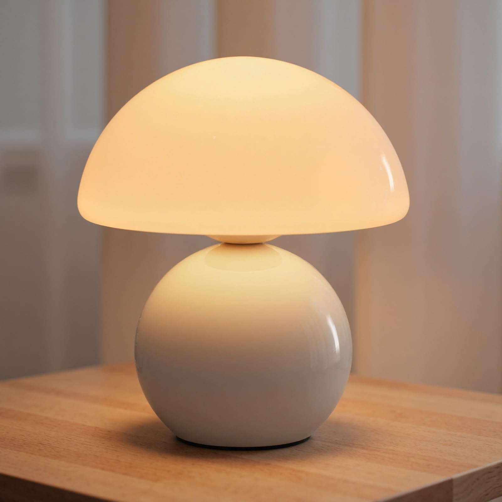 Photo 1 of NIORSUN Wireless Mushroom Lamp,Table Lamp for Bedroom, Portables Cordless Lamps,Wireless lamp,Small Bedside Table Touch Lamps for Living Room,Mini Mushroom 5200mAh Battery Operated Lamp Modern (White)