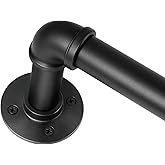 SOMINS 1 Inch Curtain Rods for Windows 66 to 120, Outdoor Industrial Adjustable Blackout Curtain Rod, Indoor Heavy Duty Wrap Around Drapery Pole, Black, 66-120"