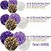 Happy Birthday Bunting Banner Purple Birthday Party Decorations Set Purple Gold White Tissue Paper Pom Poms Paper Flowers and Set of Shiny Purple Foil Fringe Curtain