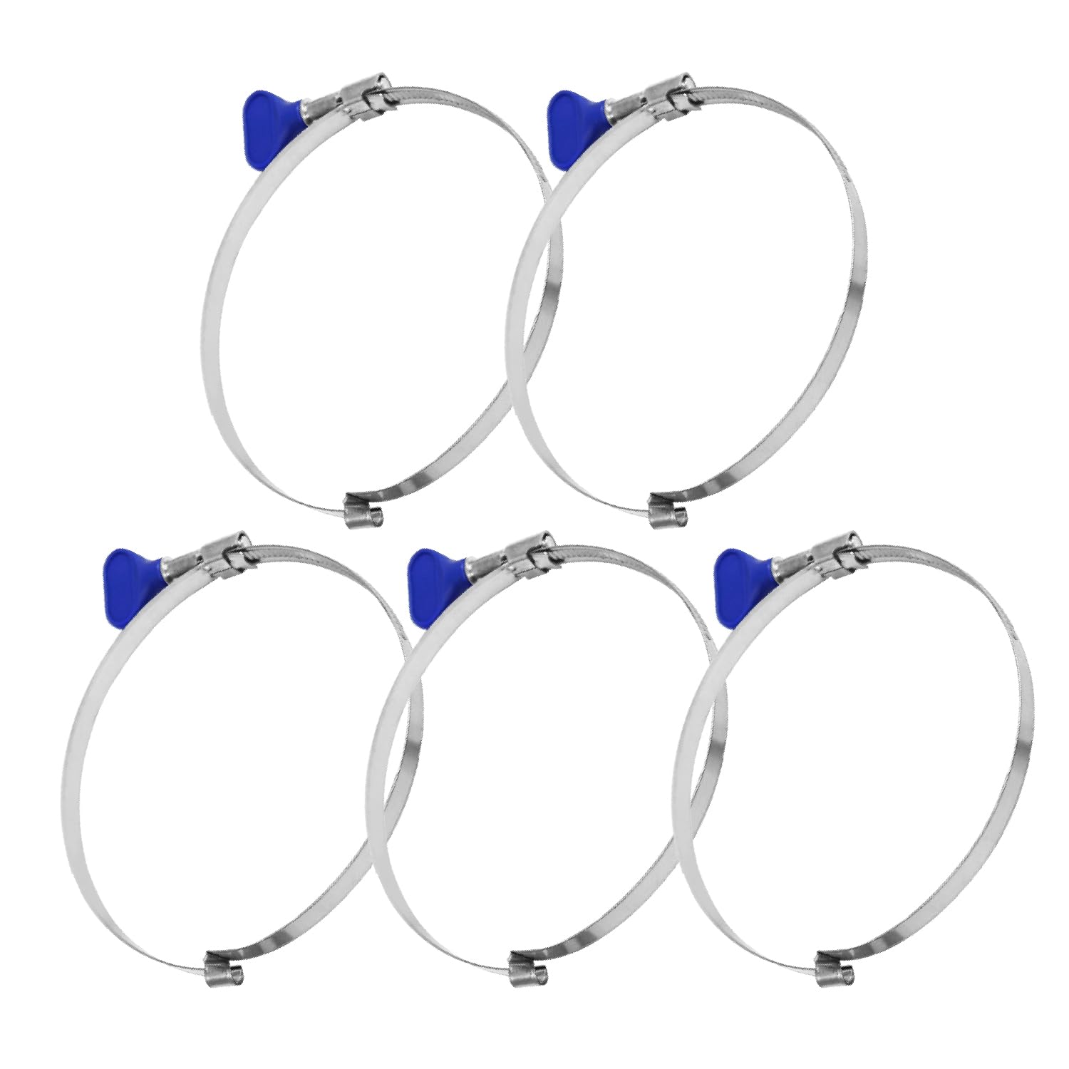 POWERTEC 70226 4 Inch Left Hand Keyed Bridge Hose Clamp, Thumb Screw Key Adjustable Stainless Steel Hose Clamps for Dust Collection, Dust Collector and Dryer Vent Hose, 5 Pack