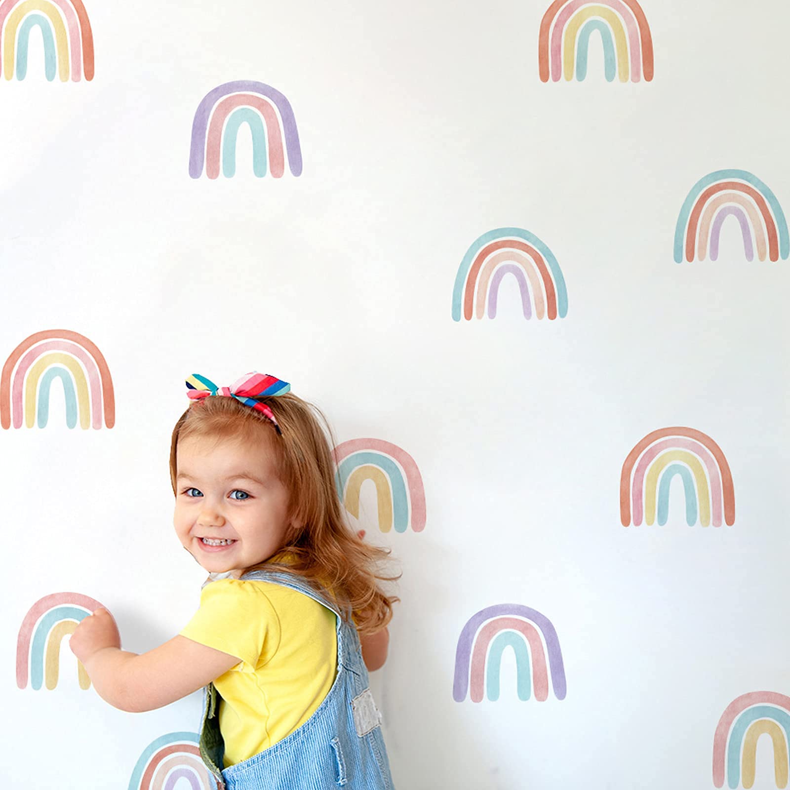 36 Pieces Colorful Rainbow Wall Decals,Rainbow Wall Stickers for Girls Kids Nursery Bedroom Decorations,Removable DIY Art Wall Decors