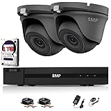5MP CCTV KIT SECURITY SYSTEM 4K DVR 4CH+&2X 5MP GRAY ULTRA HD METAL HOUSING IP66 WATERPROOF IN/OUTDOOR DOME CAMERAS 20M NIGHT VISION EASY P2P EMAIL ALERT REMOTE VIEW (1TB HDD PRE-INSTALLED)