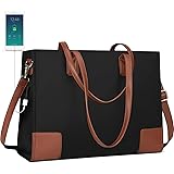 Tote Bag for Women Laptop Bag 15.6 Inch laptop USB Teacher Bag Large Work Bag Waterproof Nylon Shoulder Bag Black