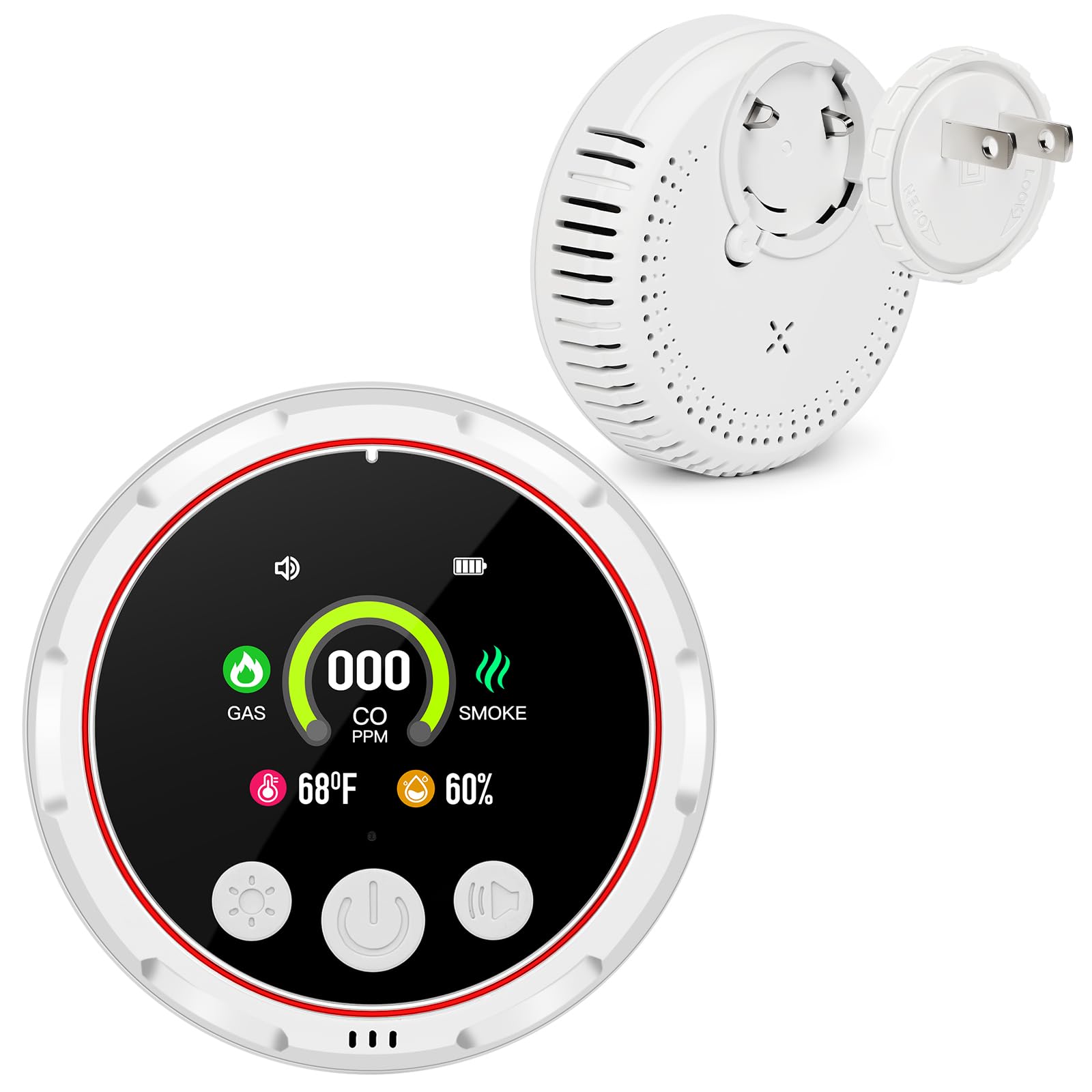 Carbon Monoxide Detectors, 5-in-1 Plug in Natural