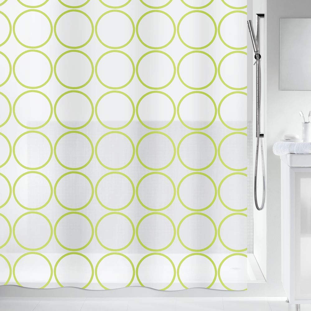 Spirella Ando Kiwi Plastic Shower Curtain 100% Polyethylenvinylacetat Green White 180 cm x 200 cm