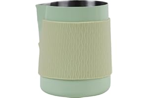 IKAPE Espresso Milk Pitcher, 15.04/450ml Milk Frothing Jug without Handle, Espresso Steaming Pitcher with Sharp Spout for Espresso Barista Tool(light green)