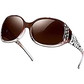 LVIOE Polarized Sunglasses for Women, Rhinestone Wrap Around Sunglasses with UV Protection Lens LS008