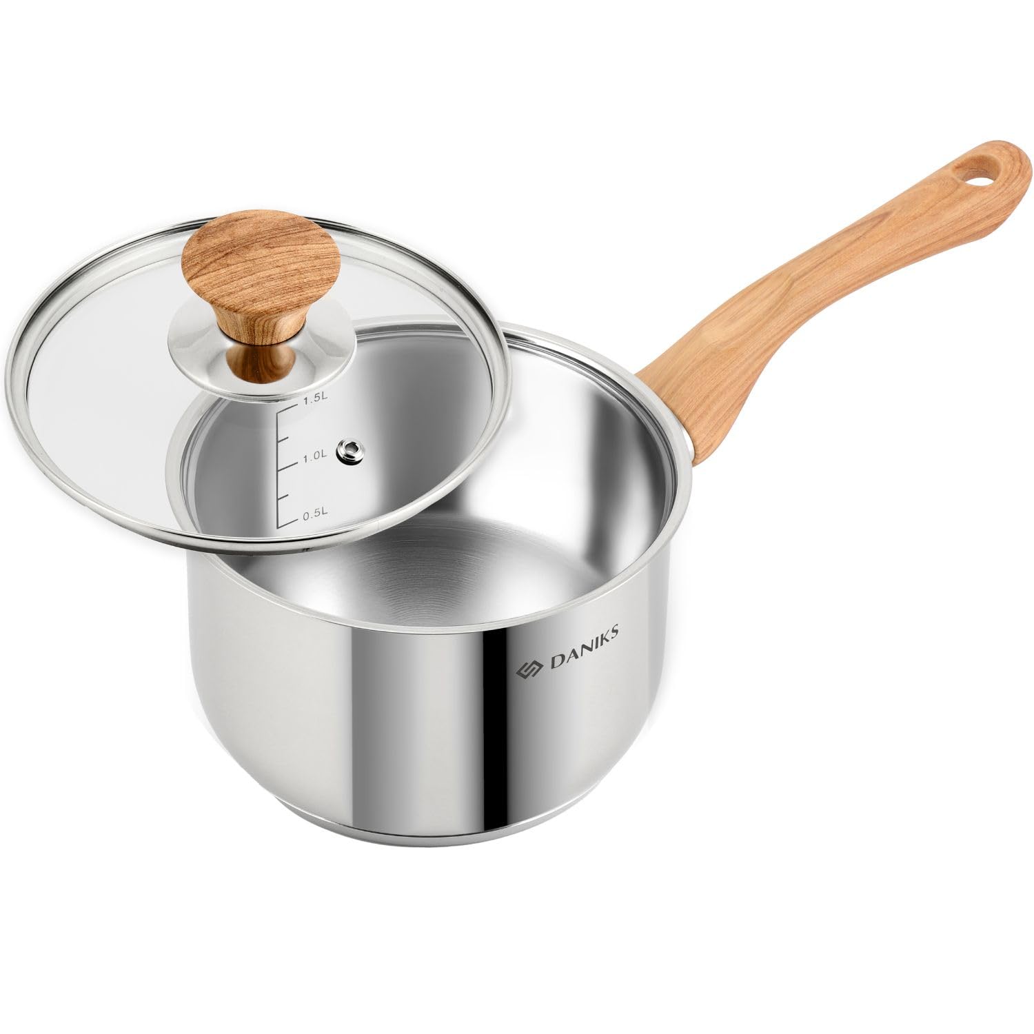 Daniks Oslo Stainless Steel Saucepan with Glass