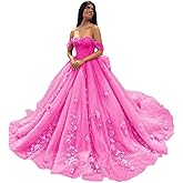 Ftupza 3D Floral Quinceanera Dresses Lace Beaded Party Gowns Off Shoudler Tulle Ball Gown for Sweet 15 16 Dresses