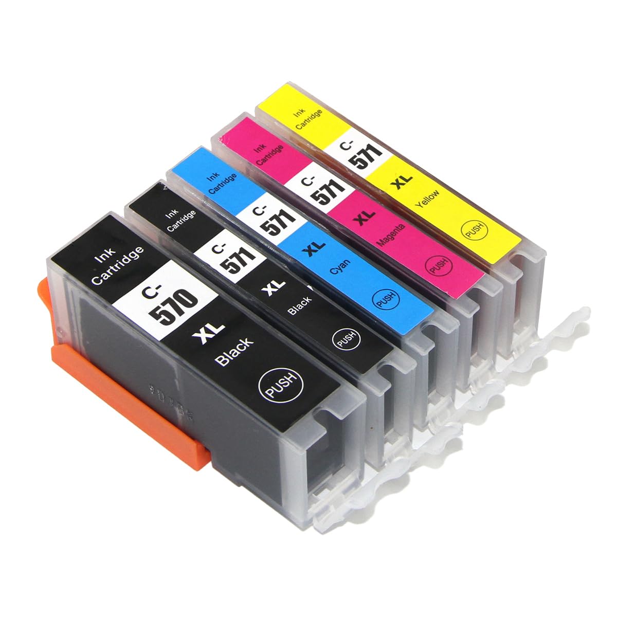 1 Go Inks Set of 5 Ink Cartridges to replace Canon PGI-570 & CLI-571 Compatible/non-OEM for PIXMA Printers (5 Inks), Black, Cyan, Magenta, Yellow, High Capacity