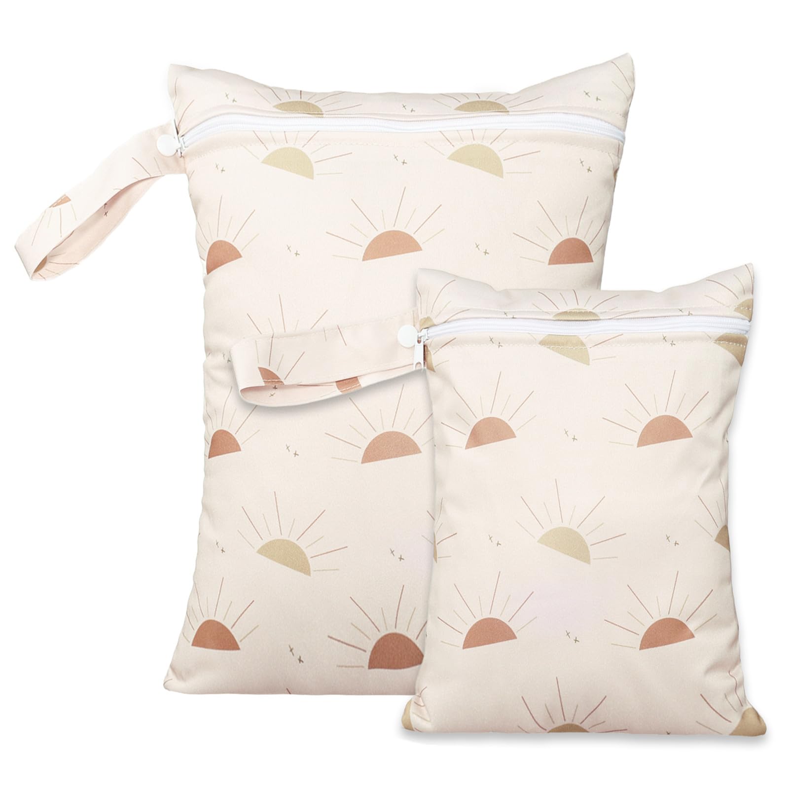 Photo 1 of 2 Sizes Wet Bags, Waterproof Storage Bag for Baby Diapers and Pump Parts, Reusable Diaper Bag with Zippered Pockets and Handle, Travel Bags, Beach, Pool, Gym Bag for Swimsuits & Wet Clothes, Set of 2