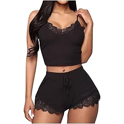 Women's Nightgown Two Piece Lace Satin Spaghetti
