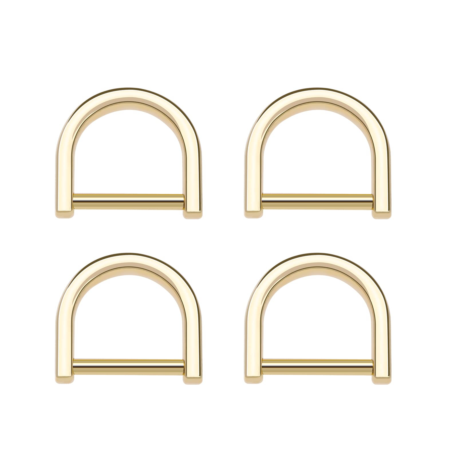 EMSea 4PCS Screw in D-Rings Tiny D-Rings Shackle Horseshoe Shape D Ring for DIY Crafts Leathercrafts Accessories Keychain Purse Bag Repairing Light Gold