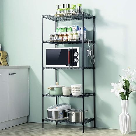 Amazon Co Jp キッチンシェルフ長さと広く電子レンジの棚棚棚浴室5層収納ラックオーガナイザーikeaホームスタイルの収納棚の花棚60 40 150センチ Diy 工具 ガーデン