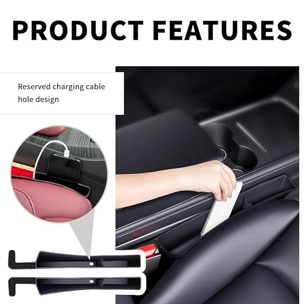 2PCS NEW CAR SEAT GAP FILLER WITH 2 STORAGE AREAS,STYLISH CAR SEAT GAP STORAGE FOR STABILIZING PHONE,KEYS WALLET,UNIVERSAL CAR SEAT GAP FILLER ORGANIZER INTERIOR ACCESSORIES (CARBON BLACK)