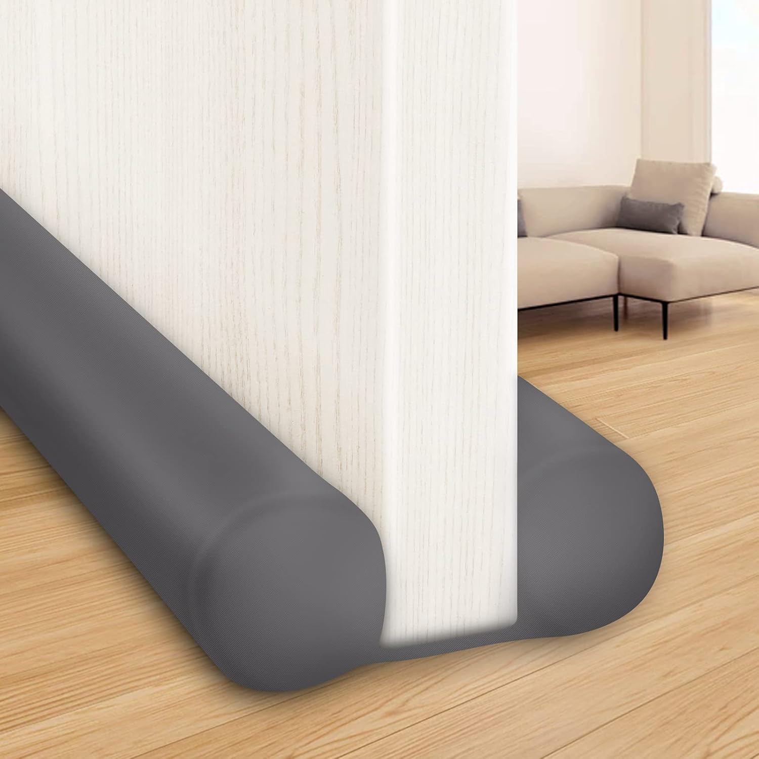 Draft Stoppers - MAXTID Door Draft Stopper 36 Inch, Fits Door Gaps up to 1.8 Inch, Grey Under Door Sweeps Soundproof Weather Stripping Large Door Noise Blocker Sound Proof Guard