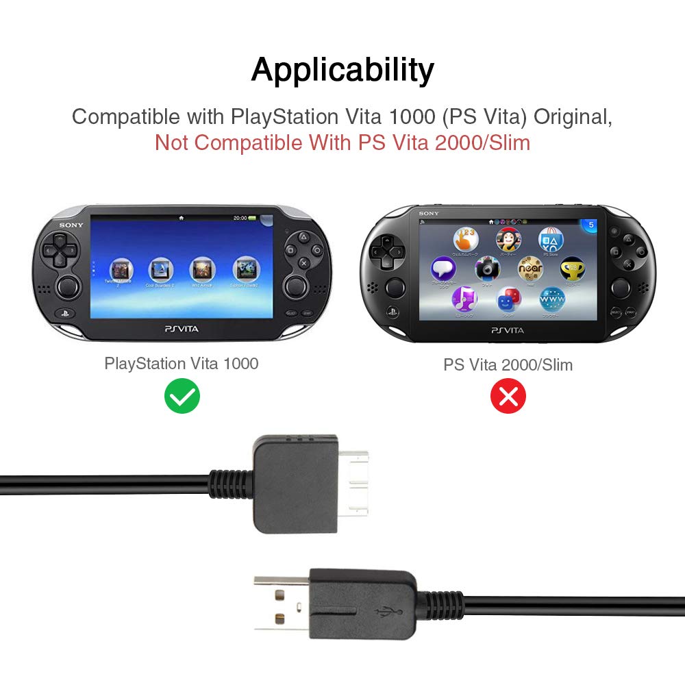 USB Charger Cable for PS Vita, Daugee 5FT Data Sync & Charge 2 in 1 USB Charging Cord Replacement Charging Cord for Sony Playstation Vita, PS Vita 1000