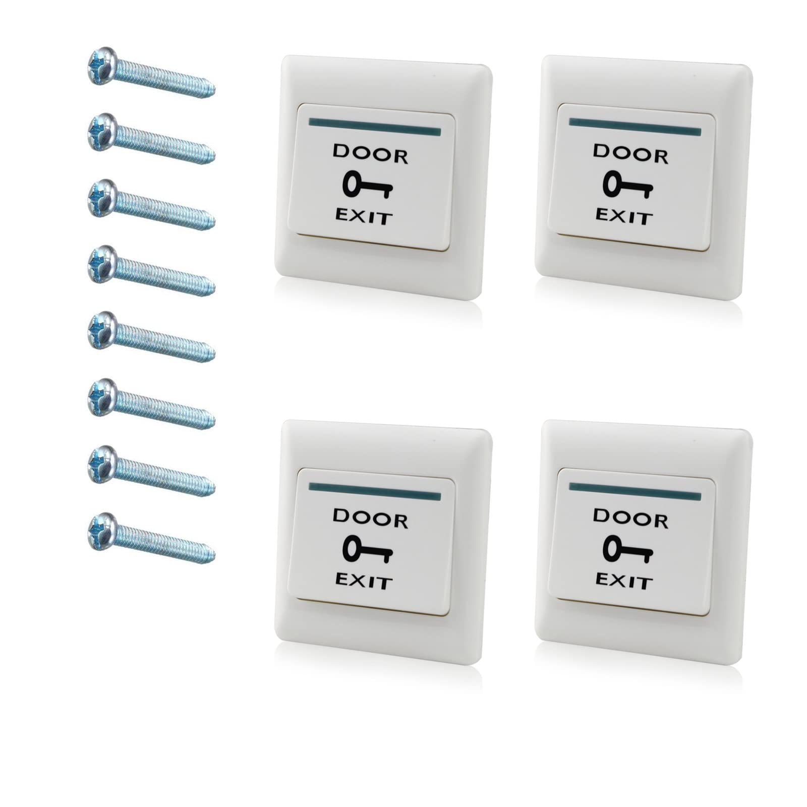 WANGCL 4Pcs Push to Exit Button Release NO/NC/COM Switch Panel Door Access Control System 86mmx86mm 36V 3A White