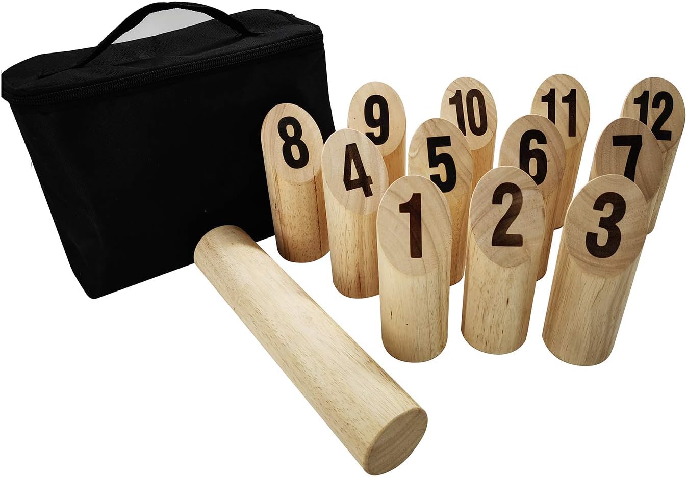 Patioline Rubberwood Number Viking Kubb Set - Outdoor Wooden Throwing Game Giant Yard Lawn Game for Adults Family