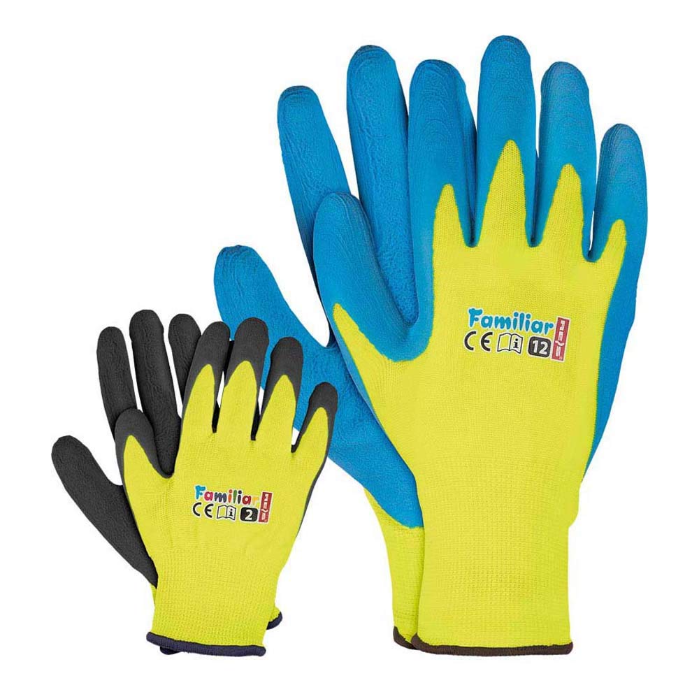 Reis Familiar_12 Protective Gloves, Yellow-Black, Yellow-Blue, 12 Size, Pack of 6
