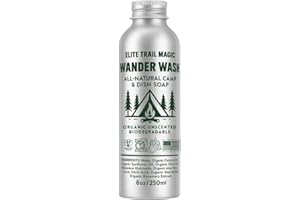 Elite Trail Magic Wander Wash Biodegradable Camp & Dish Soap (8 oz) — Unscented, All-Purpose Camping Soap for Dishes, Hands & Gear — Eco-Friendly Outdoor Cleaner, Small-Batch, Made in USA