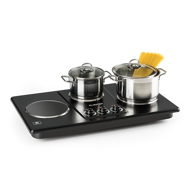 Klarstein Potzblitz • Halogen-Kochfeld • Kochplatte • Infrarotplatte • 3300 W • Überhitzungsschutz • 15-18 cm Ø • Glaskeramik