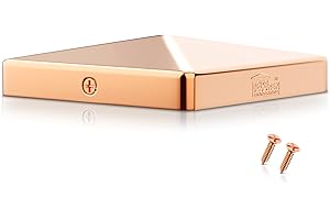 DECOREX HARDWARE Solid Copper Heavy Duty Post Caps 5.5 x 5.5 for Actual 5.5" x 5.5" Wood Posts Corrosion-Resistant Fence Post Cap 2X Matching Copper Plated Screws Weatherproof Post Covers for Porch Deck