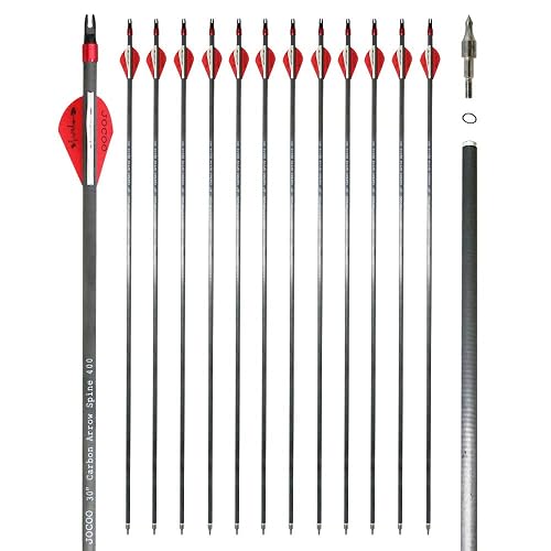 12 Pack 30 Inch Carbon Arrows, Hunting and Target Practice Arrows for ...
