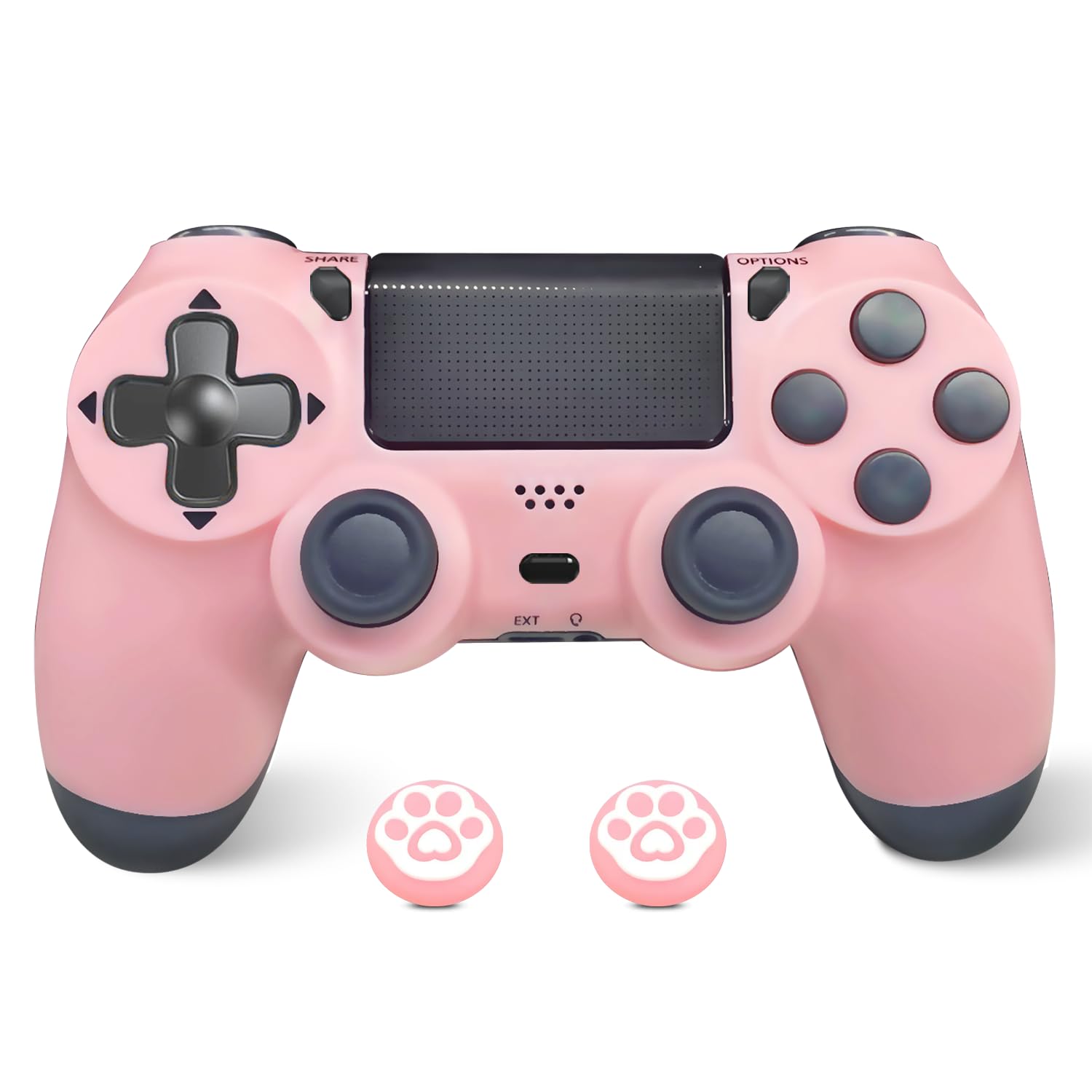 Photo 1 of Hcirtnawi Wireless Controller for PS4,Remote controller for PS4/Slim/Pro/PCwith Dual Vibration/3.5mm Audio Jack/6-Axis Gyro/Touch Pad/Type-C Port/1000mAh Battery mac game (Pink)